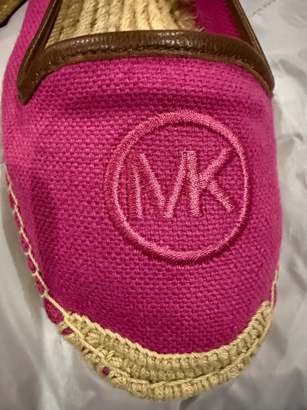 Michael Kors Hot Pink Canvas Espadrille Flats with MK Logo
